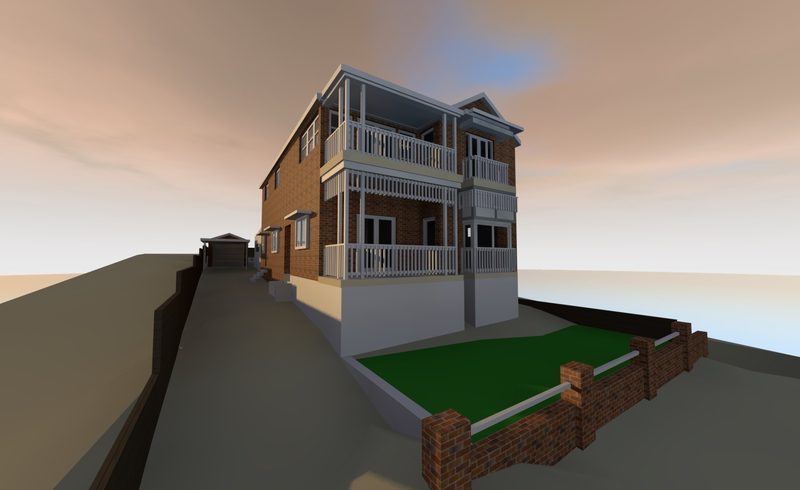 It was important to renew the front of the house. We included new, safer handrails and taller doors with new sidelights. Uncomfortable projections on the ground and first floor have been transformed into bay windows to embrace the water and park views. No shading is required as they face due south. Modified front fence with sandstone capping and rubble render.