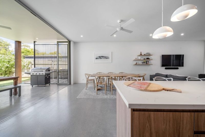 Finished open-plan living room in the dual occupancy, Huskisson