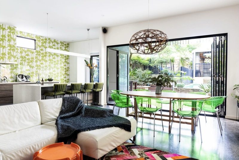 Open-plan living room opening to a courtyard, Lilyfield
