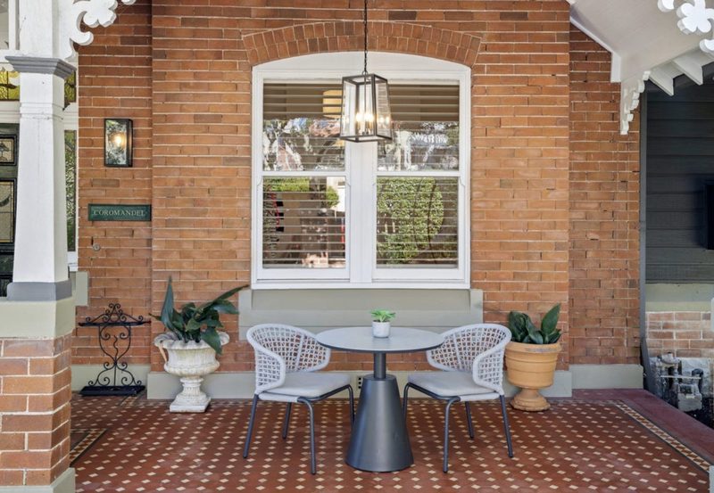 Federation verandah with tessellated tile floor and original face brickwork, Mosman