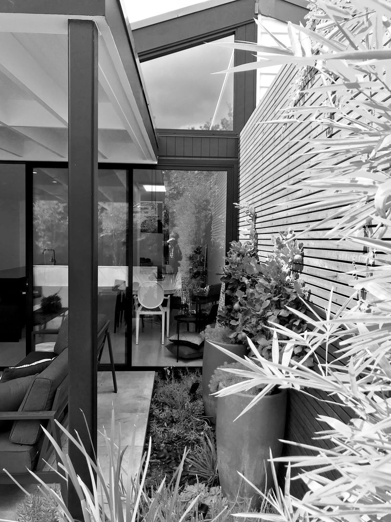 A garden against the side fence brings life to the house and outside living spaces